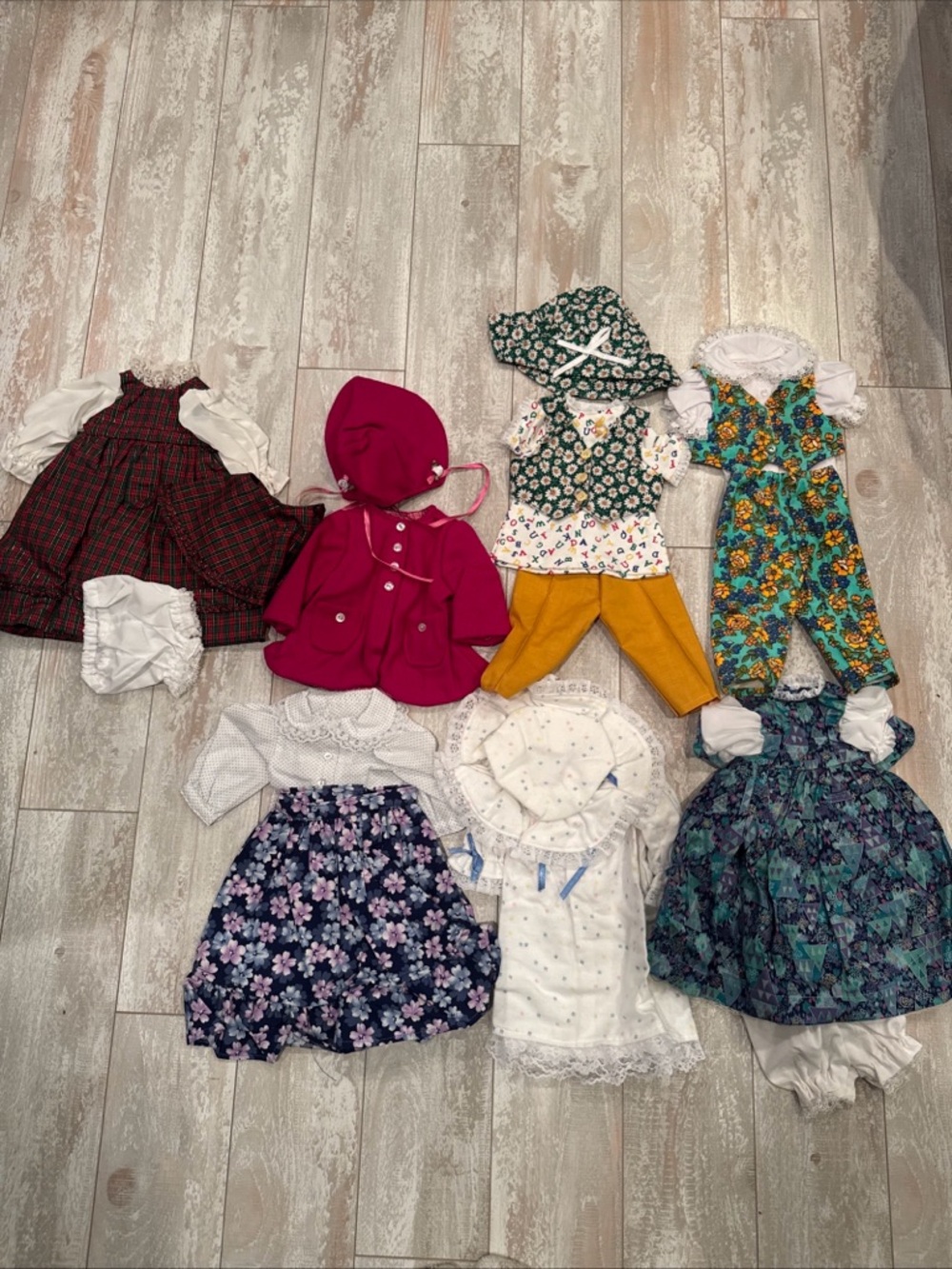 Lot of‎ Vintage 60-70’s Homemade Doll Clothing Dresses Pants Sets Floral Hats